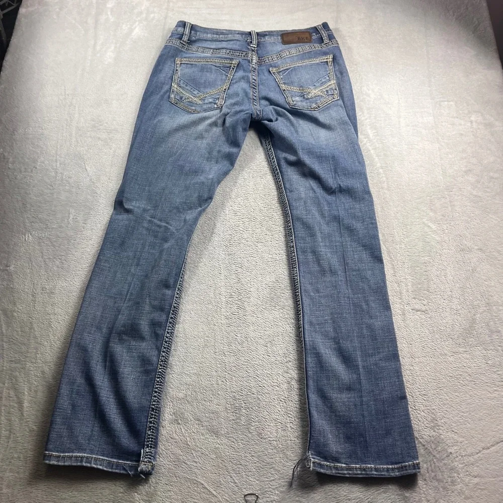 BKE Jake Straight Leg Jeans Men 32R Medium Wash Denim Blue Contrast Stitch 32x31